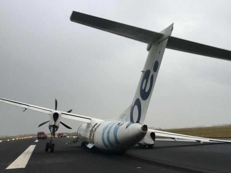FlyBe runway accident Amsterdam crosswind